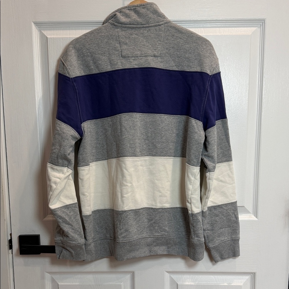 Chaps Men's Zip-Up Sweater in Gray, Navy, and White - Picture 3 of 3